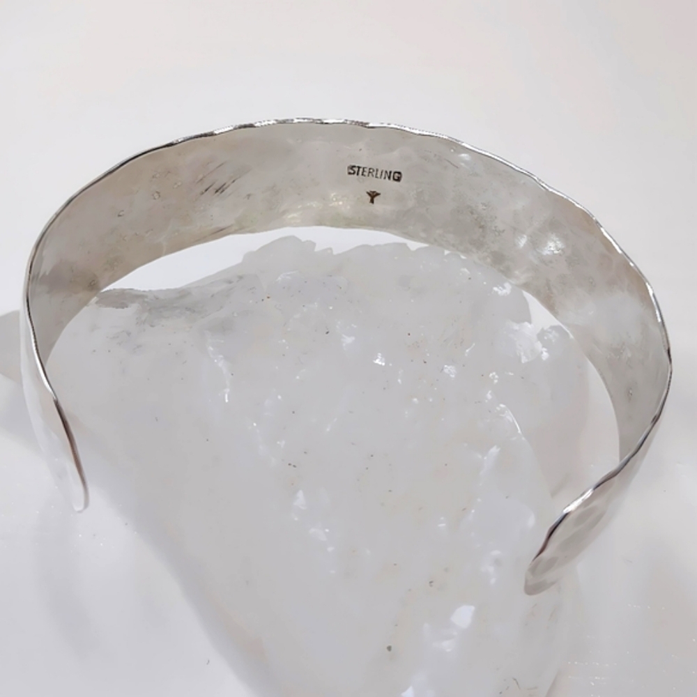 Gail Bird/Yazzie Johnson Personalized EVA Sterling Silver Hammered Cuff Bracelet - Picture 6 of 10